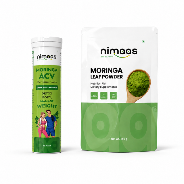 Nimaas Moringa Leaf Powder + ACV Combo | Natural Detox Bundle