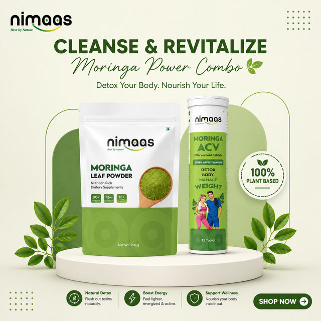 Nimaas Moringa Leaf Powder + ACV Combo | Natural Detox Bundle